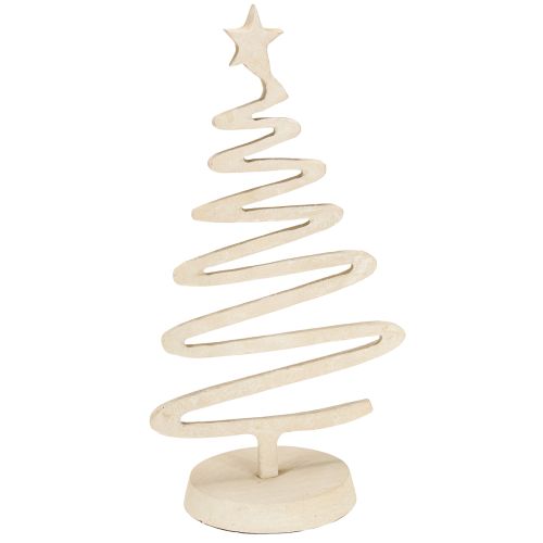 Mini kerstboom metalen decoratie klei optiek beige H30cm