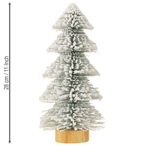 Floristik24 Mini kerstboom verlicht met LED-spar en sneeuw 28cm