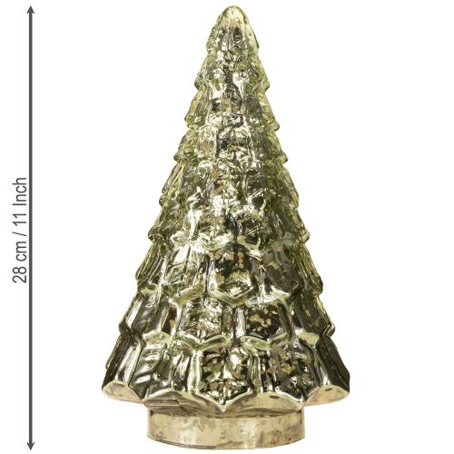 Artikel Mini kerstboom met LED verlichting groen goud 28cm