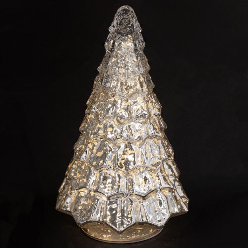 Artikel Mini kerstboom met LED verlichting zilver goud 28cm