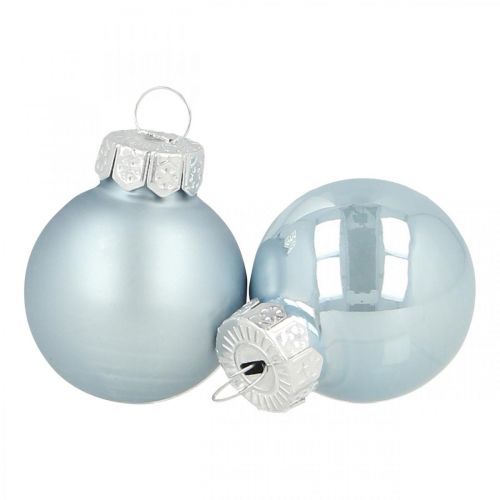 Floristik24 Mini kerstbal glas blauw glanzend/mat Ø2,5cm 22 stuks