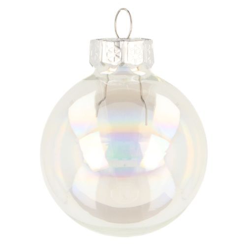 Mini kerstballen glas iriserend helder 4 cm 24 stuks