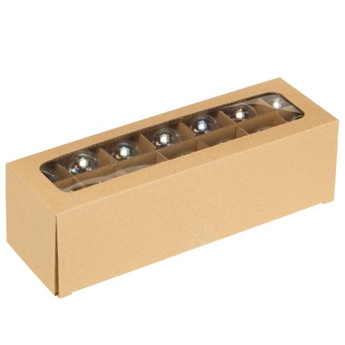 Artikel Mini kerstballen glas iriserend helder 4 cm 24 stuks