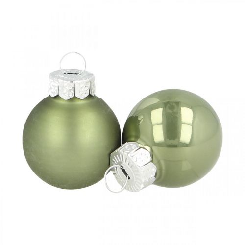 Mini kerstballen glas groen glans/mat Ø2.5cm 24st