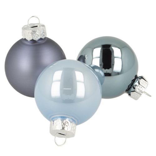 Mini kerstballen glas blauw mat metallic Ø4cm 24 stuks