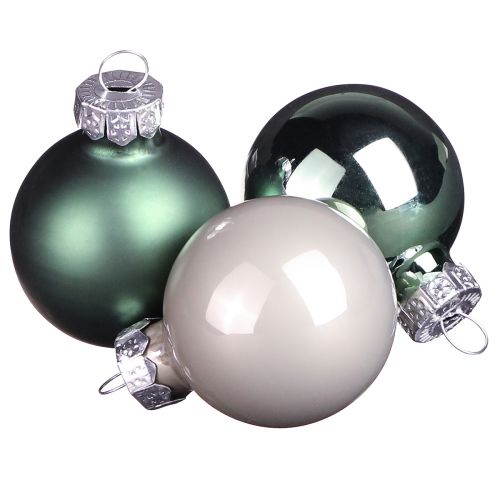 Mini kerstballen glas groen parelmoer grijs Ø3cm 22 st kopen | Floristik24.nl