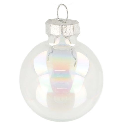 Mini kerstballen glazen ballen iriserend helder 3 cm 22 stuks