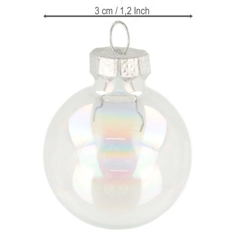 Artikel Mini kerstballen glazen ballen iriserend helder 3 cm 22 stuks