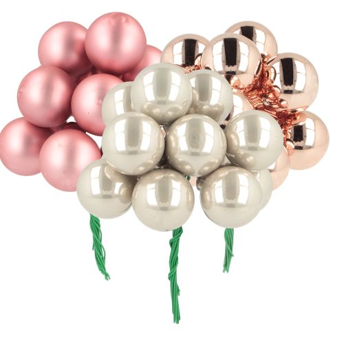 Mini kerstballen glas roze crème Ø25mm 140 stuks