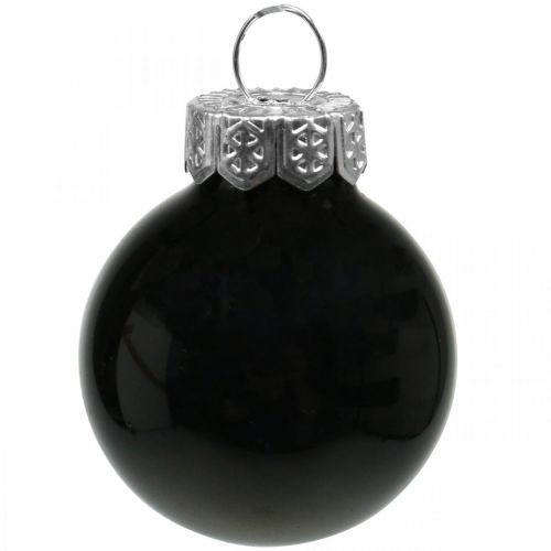 Artikel Mini kerstballen glas zwart glans/mat Ø2,5cm 24 st