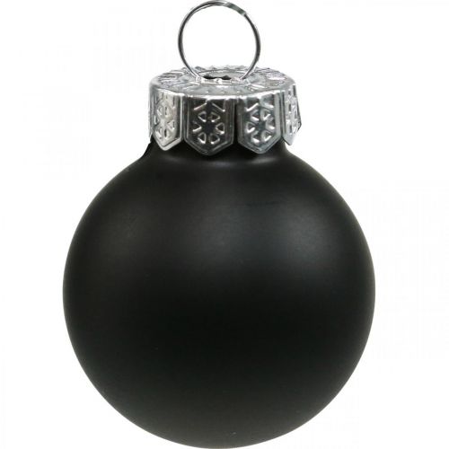 Mini kerstballen glas zwart glans/mat Ø2.5cm 24st