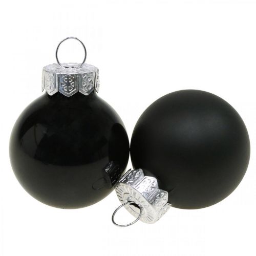 Mini kerstballen glas zwart glans/mat Ø2.5cm 24st