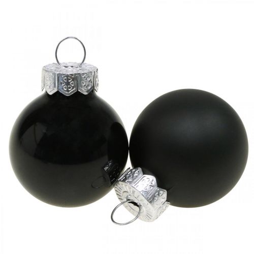 Mini kerstballen glas zwart glans/mat Ø2,5cm 24 st