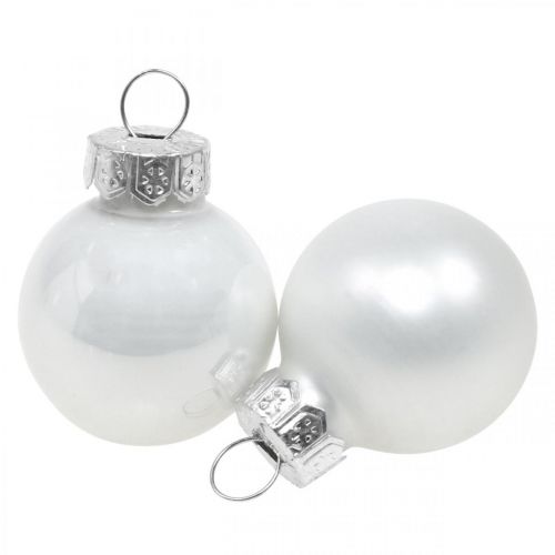 Artikel Mini kerstballen glas wit glans/mat Ø2,5cm 24 st