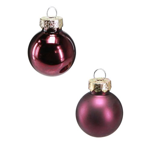 Mini kerstballen glas Ø2,5cm mauve 22 st