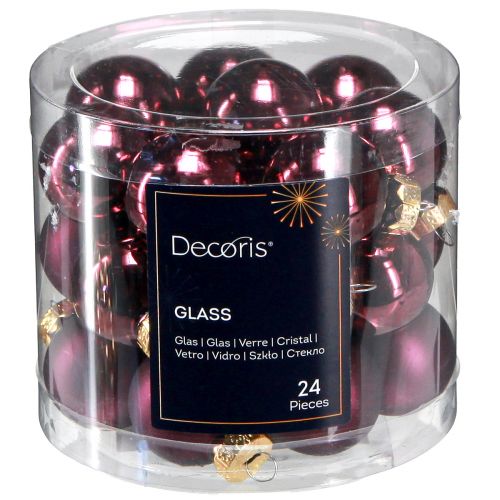 Artikel Mini kerstballen glas Ø2,5cm mauve 22 st