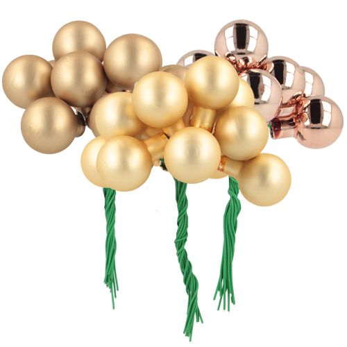 Mini kerstballen goud roos spiegel bessen 2 cm 140 stuks
