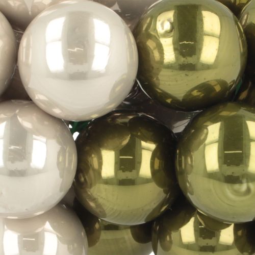 Artikel Mini kerstballen op draadglas crème zilver 2,5cm 140 stuks