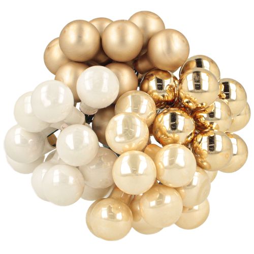 Artikel Mini kerstballen op draad goud, crème Ø1,5cm 140 stuks
