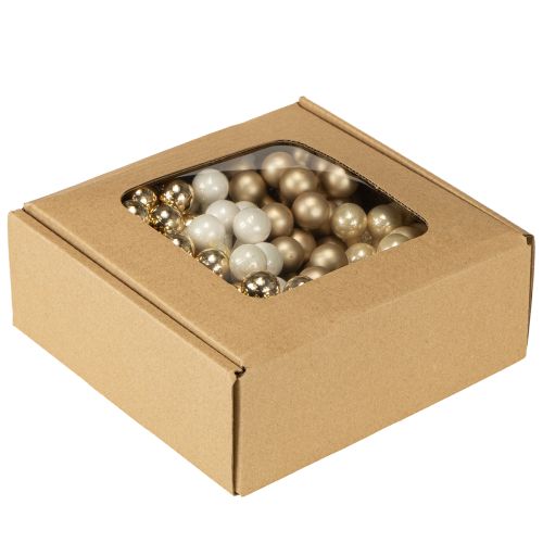 Artikel Mini kerstballen op draad goud, crème Ø1,5cm 140 stuks