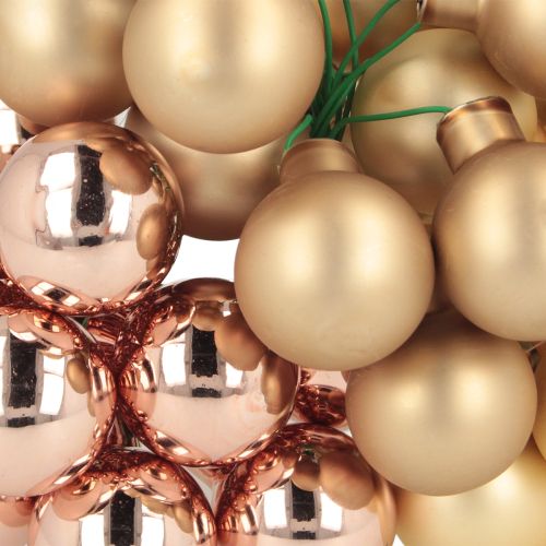 Artikel Mini kerstballen op draad goud rosé glas Ø25mm 140 stuks