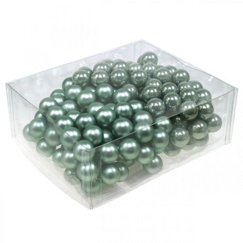 Floristik24 Mini kerstballen op draad mint spiegel bessen 20mm 140st