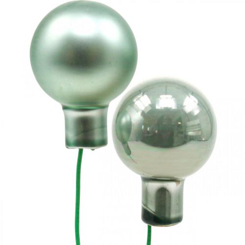 Floristik24 Mini kerstballen op draad mint spiegel bessen 20mm 140st