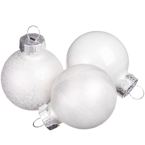 Mini kerstballen in witte winterdecoratie Ø3cm 22 st