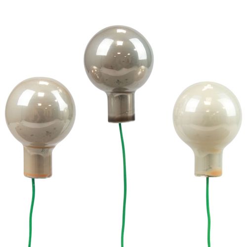 Artikel Mini kerstballen crème grijs glas spiegelbessen Ø25mm 140 st
