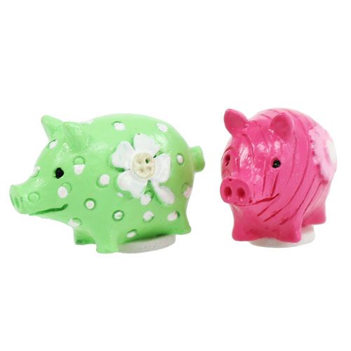 Floristik24 Mini geluksvarken kleurrijk 2,5 cm 45 st