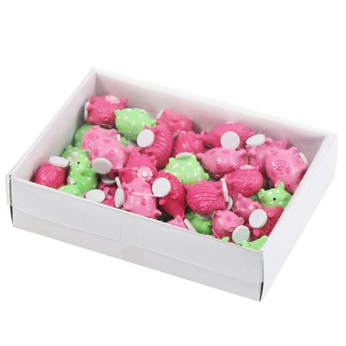 Floristik24 Mini geluksvarken kleurrijk 2,5 cm 45 st