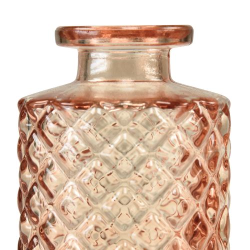Floristik24 Mini glazen vaas diamant kristallook bruin H13,5cm 4st