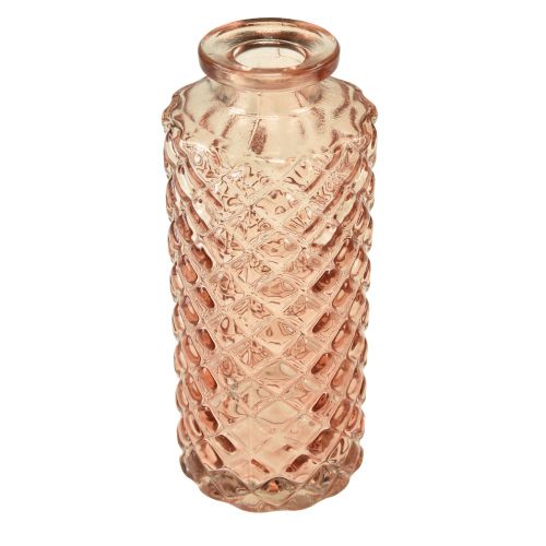 Floristik24 Mini glazen vaas diamant kristallook bruin H13,5cm 4st