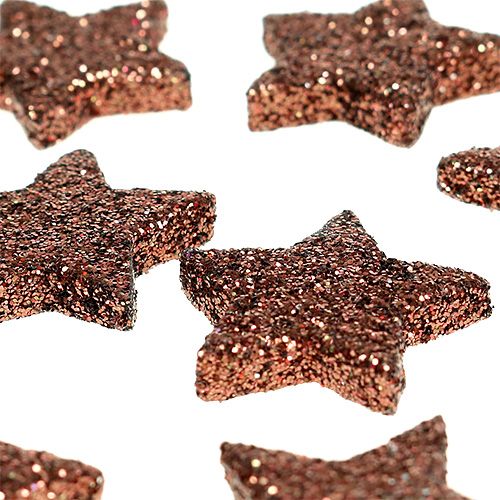 Artikel Mini glitterster voor verstrooiing bruin 2,5cm 48st