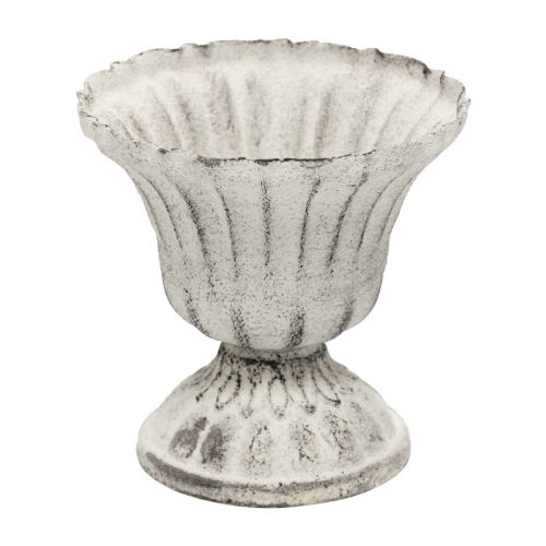 Floristik24 Mini Cup Vaas Metaal Kelk Wit Grijs Antiek Ø8cm H8cm