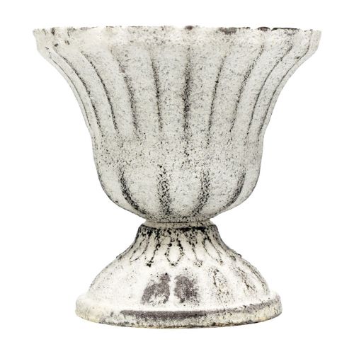 Floristik24 Mini Cup Vaas Metaal Kelk Wit Grijs Antiek Ø8cm H8cm