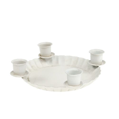 Floristik24 Miniplaat met 4x boomkandelaar Ø10cm creme