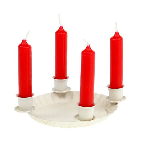 Floristik24 Miniplaat met 4x boomkandelaar Ø10cm creme