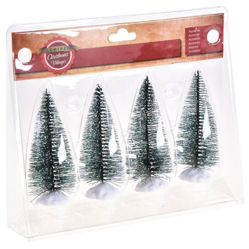Artikel Mini kerstboomversiering kerstboom met sneeuw 10cm 4 st