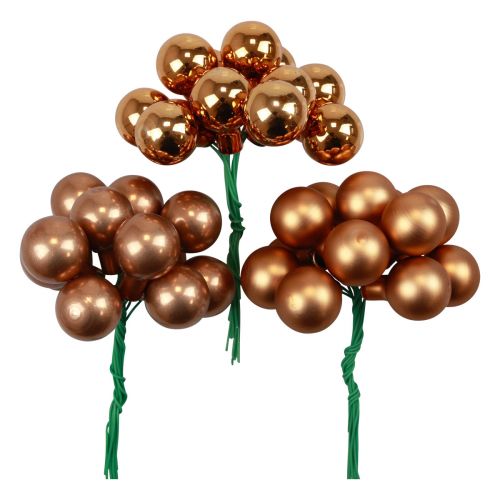 Mini kerstballen op draadglas oranje Ø2cm 140 st