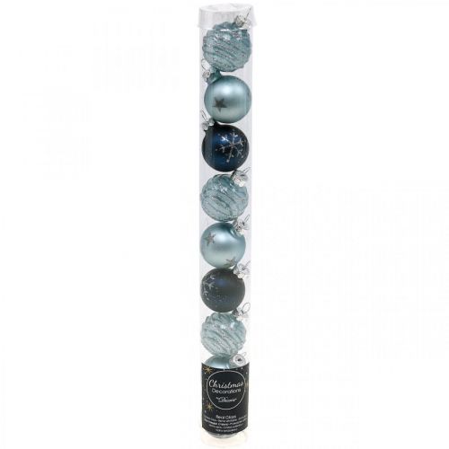 Floristik24 Mini kerstballen blauw echt glas Ø3cm 9st