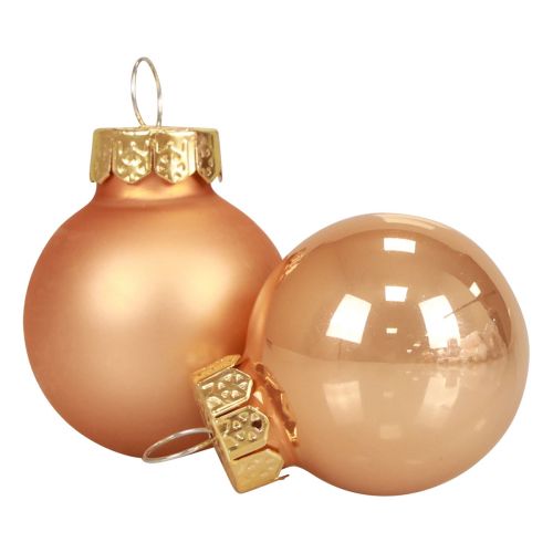 Artikel Mini kerstballen glas abrikoos glans/mat Ø2,5cm 20 st
