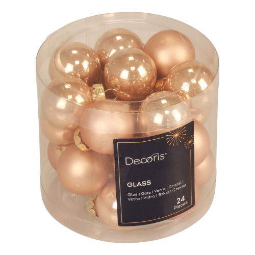 Artikel Mini kerstballen glas abrikoos glans/mat Ø2,5cm 20 st