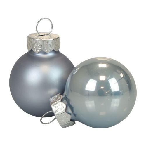 Floristik24 Mini kerstballen glas blauw mat/glanzend Ø2,5cm 20 st