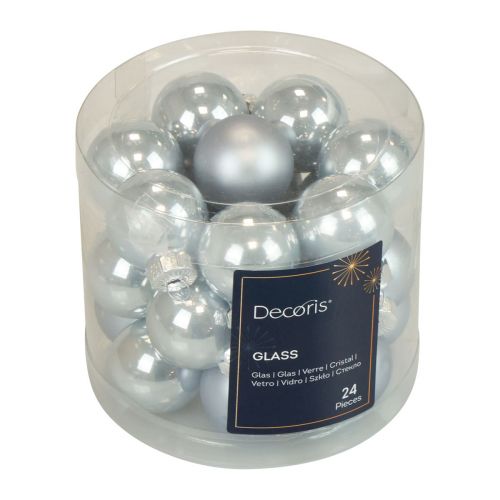 Floristik24 Mini kerstballen glas blauw mat/glanzend Ø2,5cm 20 st