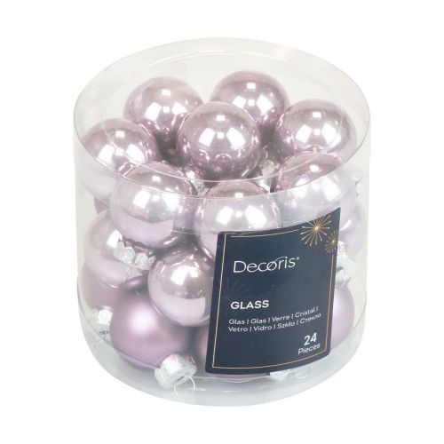 Floristik24 Mini kerstballen glas lila paars glans/mat Ø2,5cm 20 st