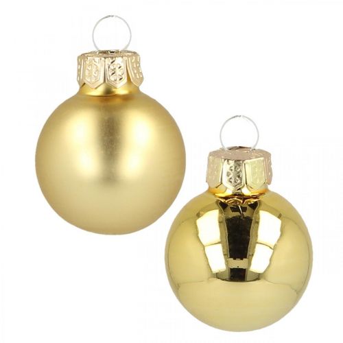 Mini kerstballen glas goud Ø2,5cm 24 st
