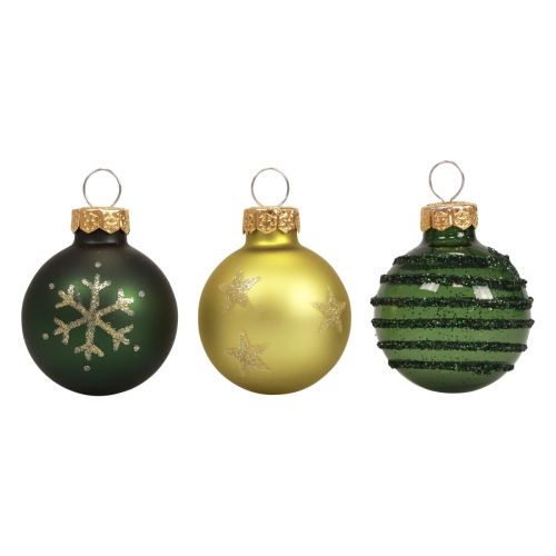 Floristik24 Mini kerstballen glas groen goud glazen bollen Ø3cm 9st