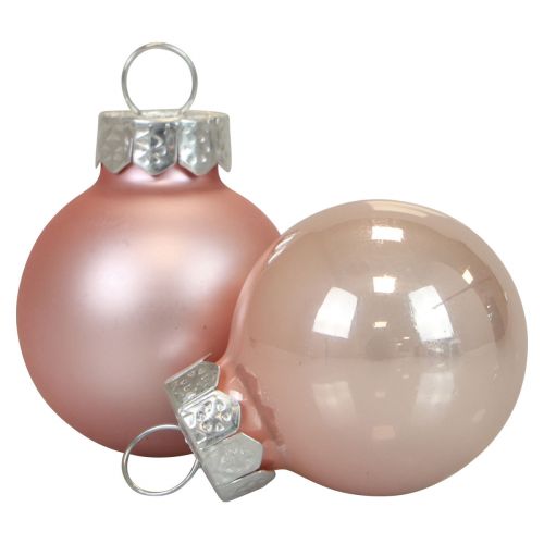 Mini kerstballen glas roze mat/glanzend Ø2,5cm 20 st