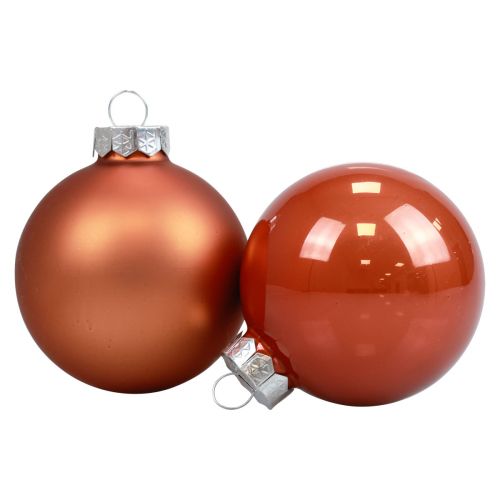 Mini kerstballen glas roodbruin glazen bollen Ø4cm 24st